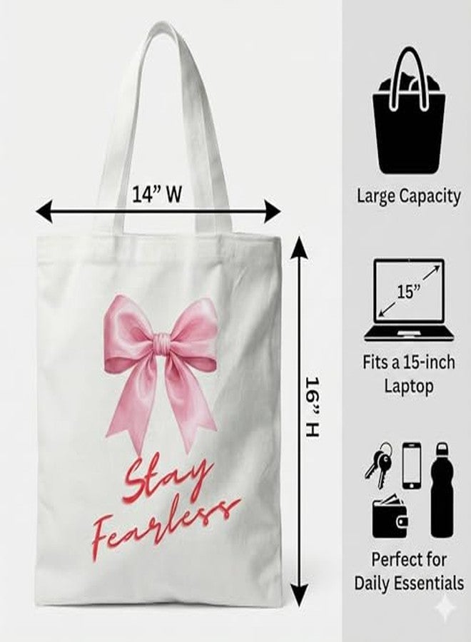 Hubops حقيبة تسوق "ابقِ جريئة" من هوبوبس للنساء والفتيات | حقيبة تسوق من قماش البوليستر الفاخر | حقيبة قماشية قابلة لإعادة الاستخدام للاستخدام اليومي، المكتب، الجامعة، السفر | صديقة للبيئة، حجم كبير (14 × 16 بوصة) - Image 4